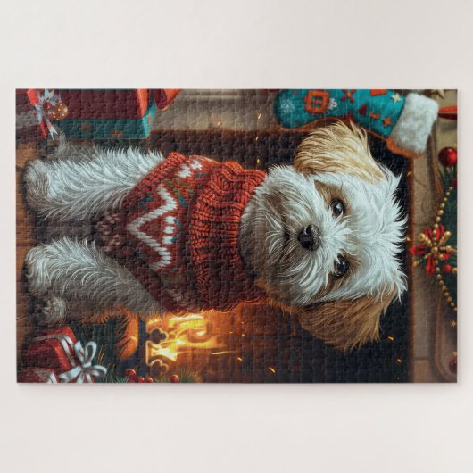 Havanezer hond met kerstcadeaus legpuzzel (Horizontaal)