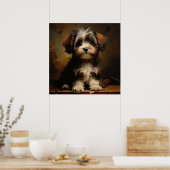 Havanezer hond Puppy Realisme Vierkant Portret Poster (Keuken)