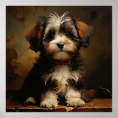 Havanezer hond Puppy Realisme Vierkant Portret Poster (Voorkant)