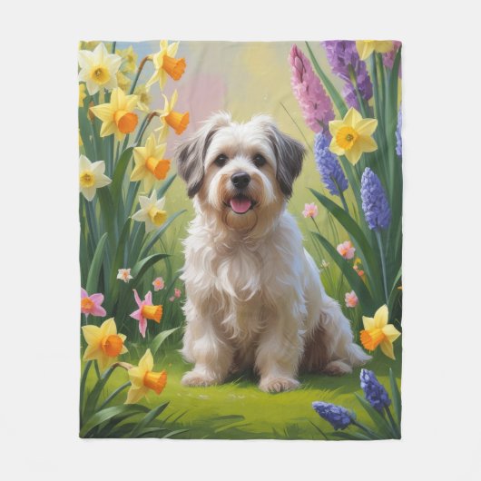 Havanezer Hond Spring Bloemen Schilderen Fleece Deken (Voorkant)
