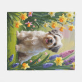 Havanezer Hond Spring Bloemen Schilderen Fleece Deken (Voorkant (Horizontaal))