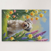 Havanezer Hond Spring Bloemen Schilderen Legpuzzel (Horizontaal)
