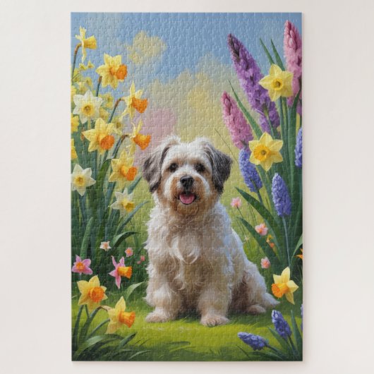 Havanezer Hond Spring Bloemen Schilderen Legpuzzel (Verticaal)