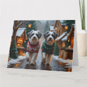 Havanezer Honden Kerst Sneeuw Vakantie Kaart (Voorkant)
