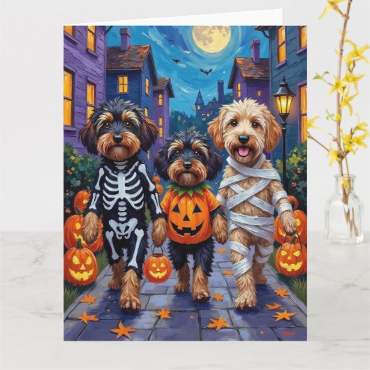 Havanezer Honden Trick-or-Treating Halloween Kostu Kaart (Gele Bloem)