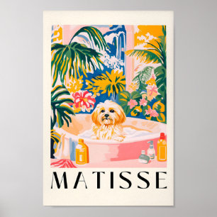Havanezer in bad, grappige badkamer ijdelheid Post Poster