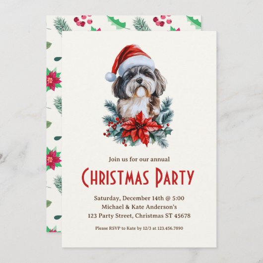 Havanezer in een kerstfeest met een witte hond van kaart (Voorkant / Achterkant)