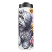 Havanezer in zonovergoten bloemen thermosbeker (Voorkant)