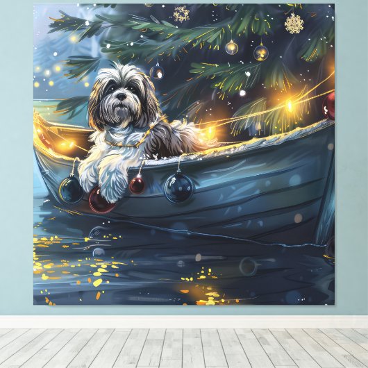 Havanezer Kerstfeest reis Canvas Afdruk (Insitu (Houten vloer))