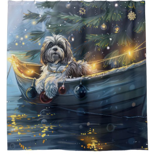 Havanezer Kerstfeest reis Douchegordijn (Voorkant)