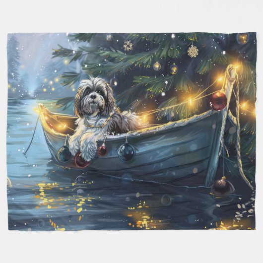 Havanezer Kerstfeest reis Fleece Deken (Voorkant (Horizontaal))