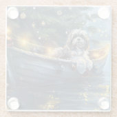 Havanezer Kerstfeest reis Glazen Onderzetter (Achterkant)