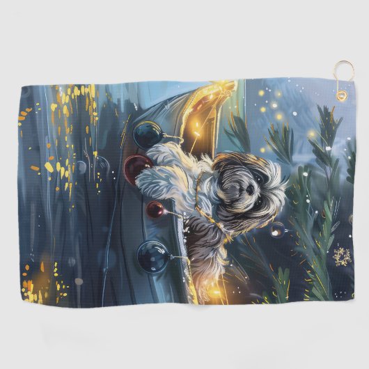 Havanezer Kerstfeest reis Golfhanddoek (Horizontaal)