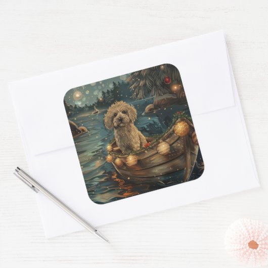 Havanezer Kerstfeest reis Vierkante Sticker (Envelop)