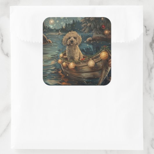 Havanezer Kerstfeest reis Vierkante Sticker (Tas)