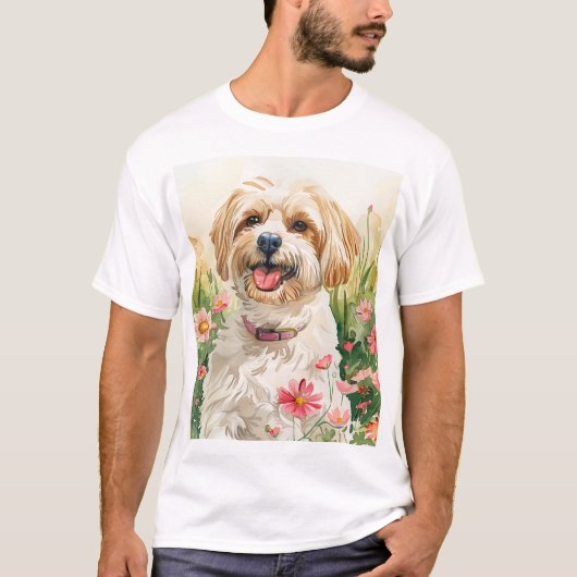 Havanezer Mannen T-shirt – Waterverf Dog T-shirt (Voorkant)
