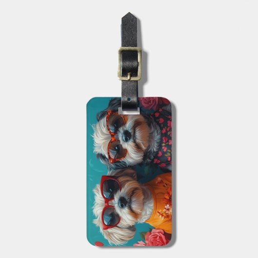 Havanezer met hart Rozen Valentijnsdag Bagagelabel (Voorkant verticaal)