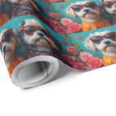 Havanezer met hart Rozen Valentijnsdag Cadeaupapier (Rol Hoek)