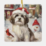 Havanezer Winter Wonderland Christmas Joy Keramisch Ornament<br><div class="desc">Dit feestelijke ontwerp vangt de vrolijke sfeer van het vakantieseizoen, met een schattige pup die een kerstmuts draagt. De hond is genesteld in een winterwonderland, compleet met een sneeuwpop, een versierde kerstboom en prachtig ingepakte cadeaus. Sneeuwvlokken herfsten zachtjes en voegen een magische toets toe aan het tafereel, terwijl de levendige...</div>