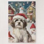 Havanezer Winter Wonderland Christmas Joy Legpuzzel<br><div class="desc">Dit feestelijke ontwerp vangt de vrolijke sfeer van het vakantieseizoen, met een schattige pup die een kerstmuts draagt. De hond is genesteld in een winterwonderland, compleet met een sneeuwpop, een versierde kerstboom en prachtig ingepakte cadeaus. Sneeuwvlokken herfsten zachtjes en voegen een magische toets toe aan het tafereel, terwijl de levendige...</div>