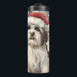 Havanezer Winter Wonderland Christmas Joy Thermosbeker<br><div class="desc">Dit feestelijke ontwerp vangt de vrolijke sfeer van het vakantieseizoen, met een schattige pup die een kerstmuts draagt. De hond is genesteld in een winterwonderland, compleet met een sneeuwpop, een versierde kerstboom en prachtig ingepakte cadeaus. Sneeuwvlokken herfsten zachtjes en voegen een magische toets toe aan het tafereel, terwijl de levendige...</div>
