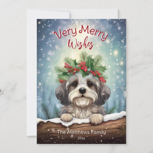 Havanezer Winter Wonderland Christmas Pet Portrait Feestdagenkaart (Voorkant)