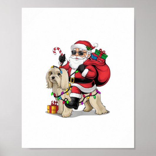 Havanezer Xmas Verlichting Santa Riding Havanezer Poster (Voorkant)