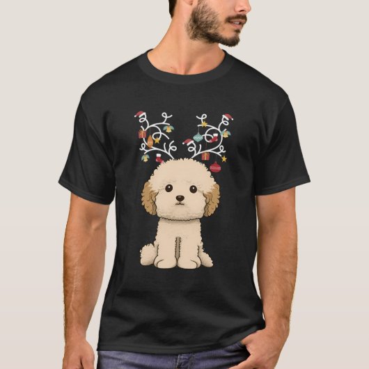 Havapoo Hondenliefhebber rendieren gewei bijpassen T-shirt (Voorkant)