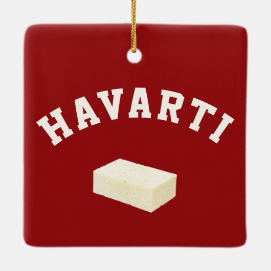 Havarti funny college team cheese block logo keramisch ornament (Achterkant)