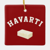Havarti funny college team cheese block logo keramisch ornament (Voorkant)