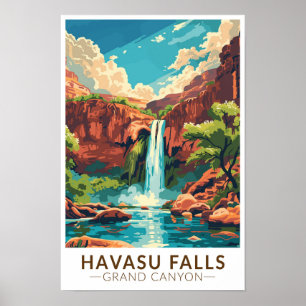 Havasu Falls Grand Canyon Reis Kunst Vintage Poster