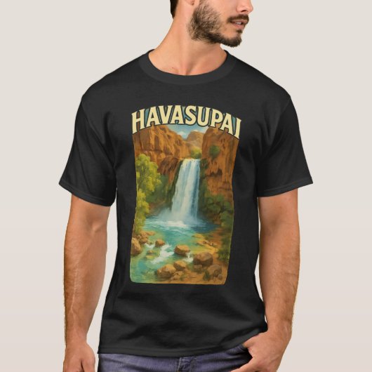 Havasupai Canyon Waterfall with Rocky Pool Arizona T-shirt (Voorkant)