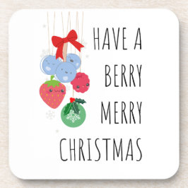 Have a Berry Merry Christmas - Schattigee bessen Bier Onderzetter