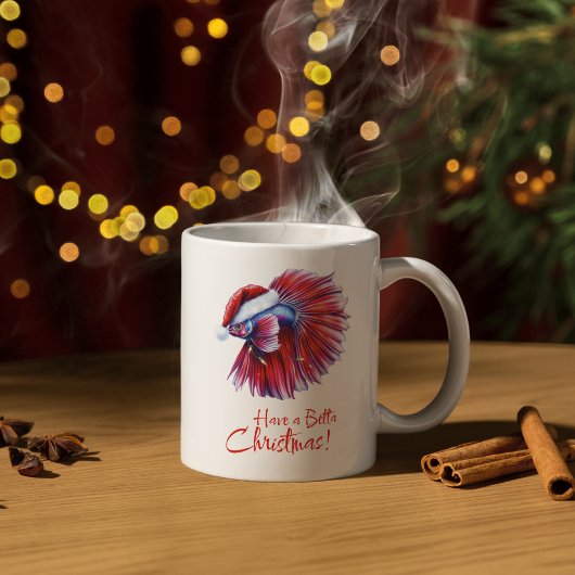 Have a Betta Christmas Funny Santa Fish Lover Pun  Koffiemok