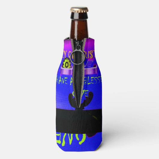 Have a Blessed Merry Christmas - Een feestelijke d Flesjeskoeler (Fles Achterkant)