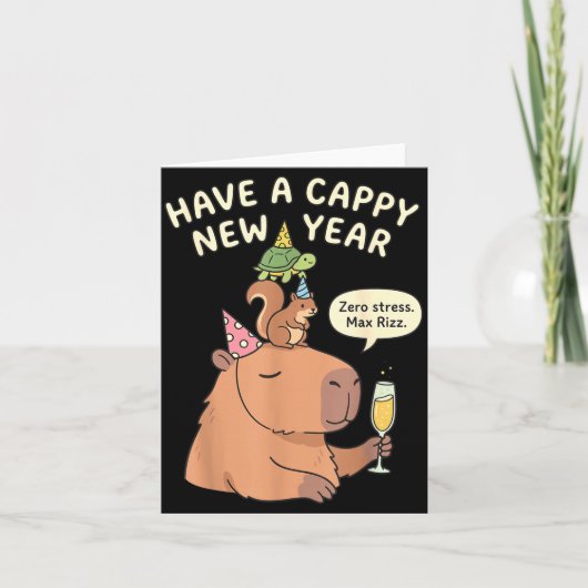 Have A Cappy New Year 2026 Capybara Max Rizz Funny Kaart (Voorkant)