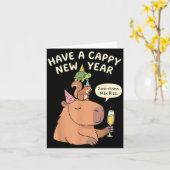 Have A Cappy New Year 2026 Capybara Max Rizz Funny Kaart (Gele Bloem)