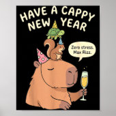 Have A Cappy New Year 2026 Capybara Max Rizz Funny Poster (Voorkant)