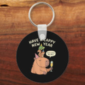 Have A Cappy New Year 2026 Capybara Max Rizz Funny Sleutelhanger (Voorkant)