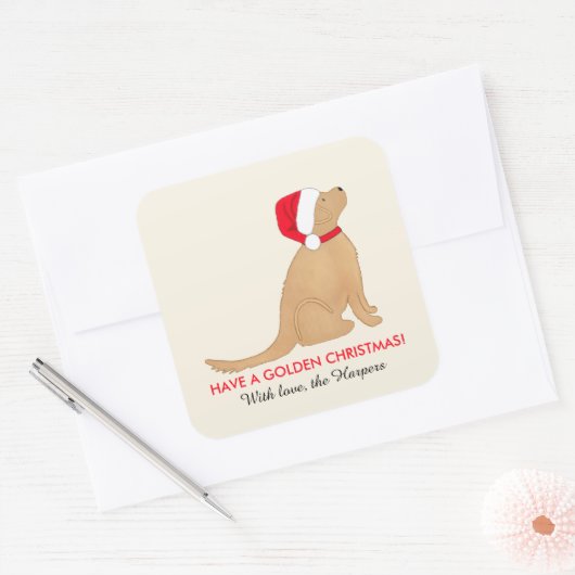 Have a Golden Christmas Customized Flat Card Vierkante Sticker (Envelop)