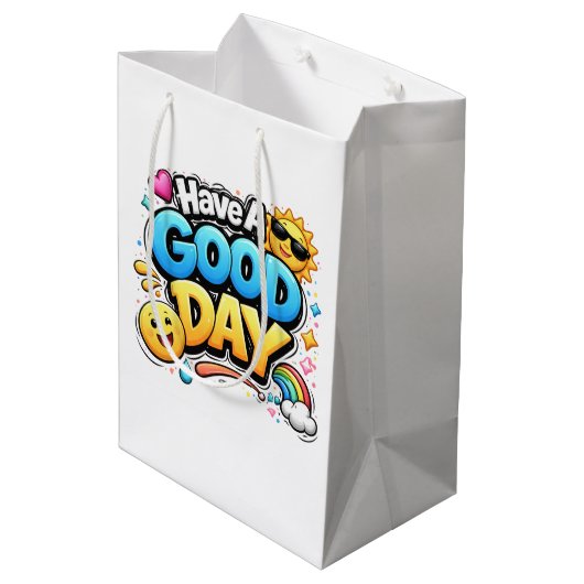 Have a Good Day Gift Bag – Cute Positive Quote Medium Cadeauzakje (Achterkant Gekanteld)