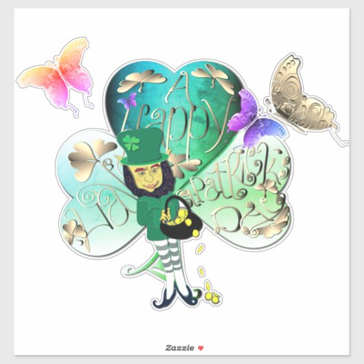 "Have a Happy St. Patrick's Day" Leprechaun  Sticker (Vel)