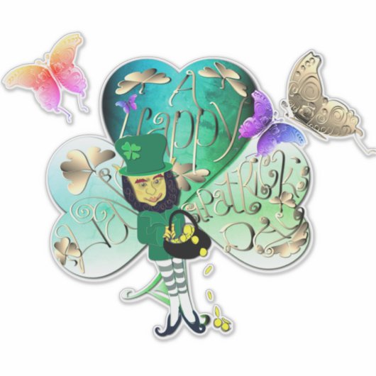 "Have a Happy St. Patrick's Day" Leprechaun Sticker (Voorkant)