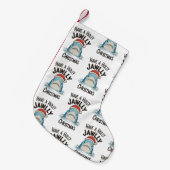 Have A Holly Jawlly Christmas Shark Santa Hat Kleine Kerstsok (Voorkant (Hangend))