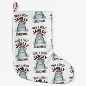 Have A Holly Jawlly Christmas Shark Santa Hat Kleine Kerstsok (Voorkant)