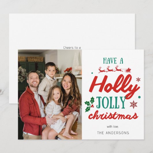 Have a Holly Jolly Christmas Family Photo Feestdagenkaart (Voorkant / Achterkant)