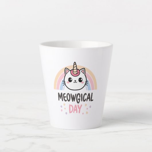 Have a "Meowgical Day" Cat Unicorn Latte Mok (Voorkant)
