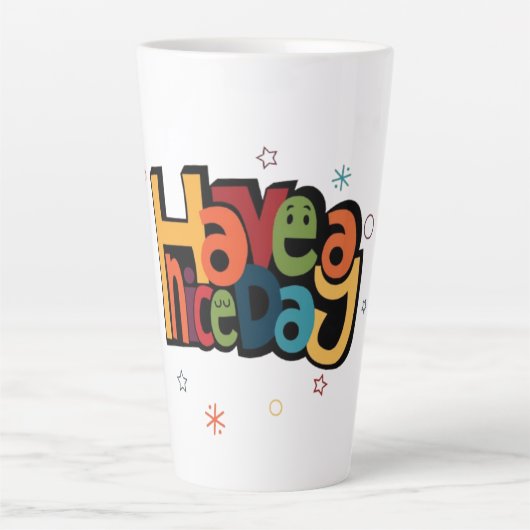 "Have a Nice Day" Retro Hoge Latte Mok met Sterren (Voorkant)