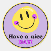 Have a Nice Day Smiley Face Cute Round Sticker (Voorkant)