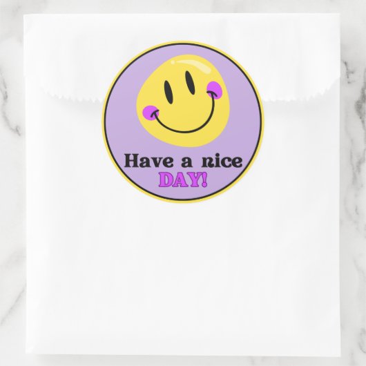 Have a Nice Day Smiley Face Cute Round Sticker (Tas)